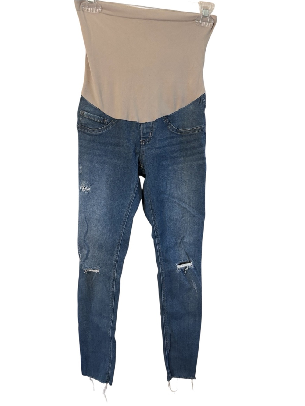 Indigo Blue Maternity Jeans Small Skinny Distressed Blue Denim Secret Fit Belly